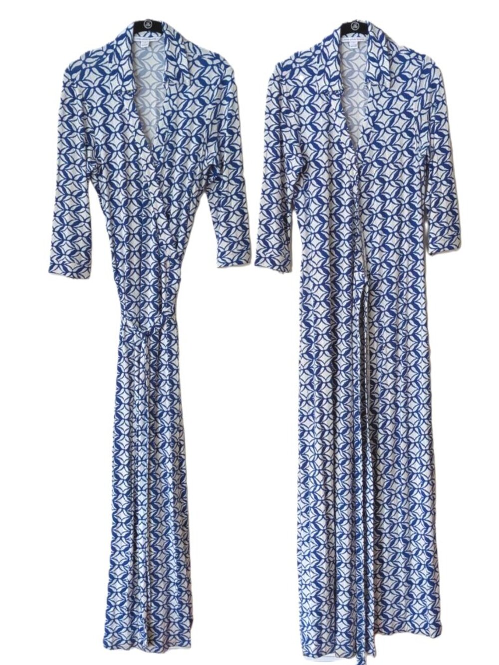 Diane von Furstenberg DVF Silk JERSEY Geometric Print Collared Wrap Maxi Dress